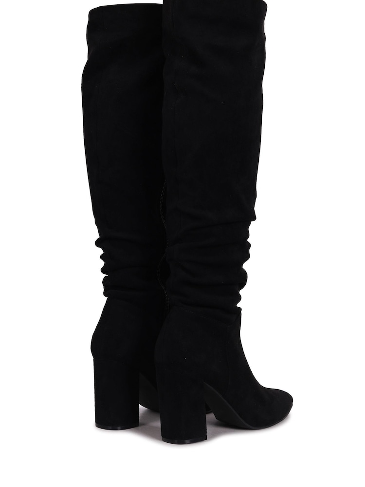 Linzi Black Georgina Suede Block Heel High Leg Boots - Image 7 of 7 Linzi Black Georgina Suede Block Heel High Leg Boots - Image 7 of 7