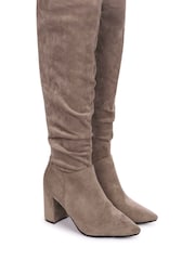 Linzi Brown Georgina Suede Block Heel High Leg Boots - Image 3 of 4