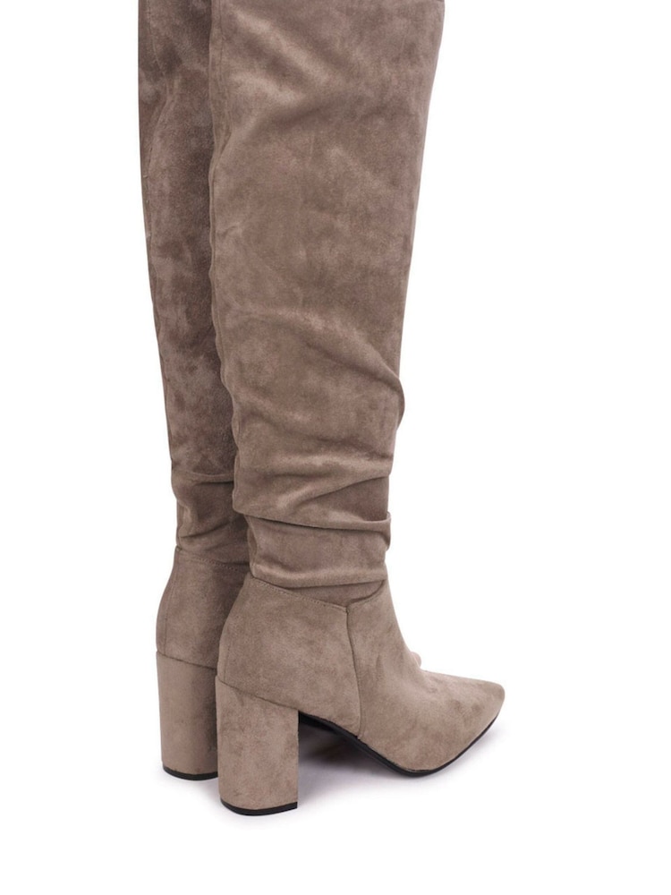Linzi Brown Georgina Suede Block Heel High Leg Boots - Image 4 of 4