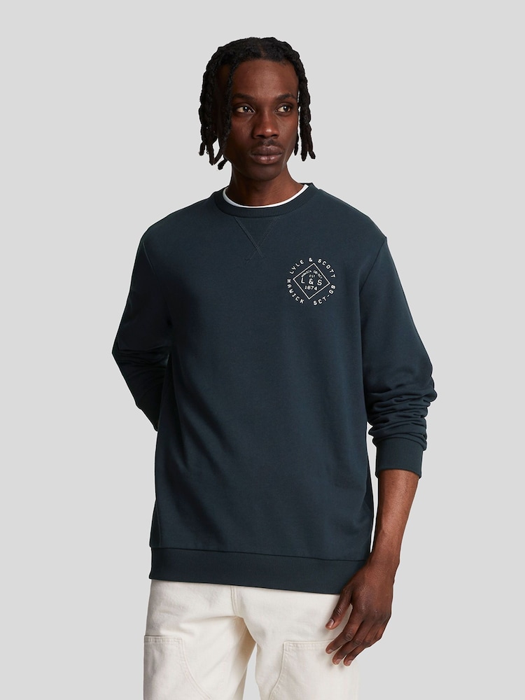 Lyle & Scott Blue Stamp Crew Neck 100% Cotton Sweatshirt - Image 1 of 5