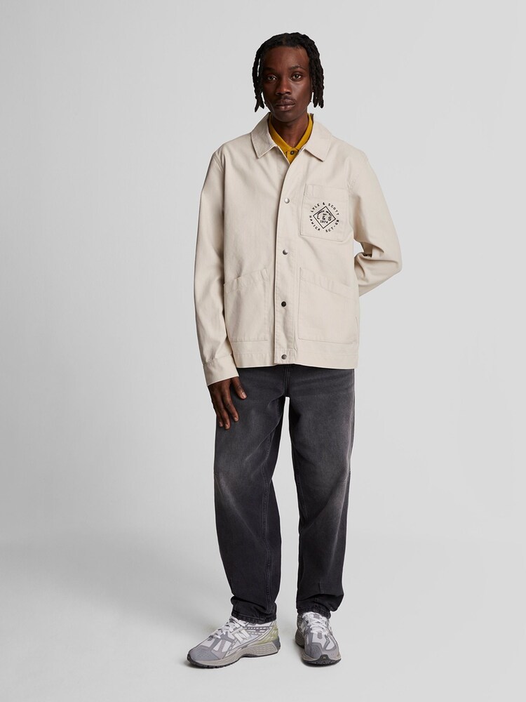 Lyle & Scott Cream 100% Cotton Stamped Work Jacket - Image 2 of 5