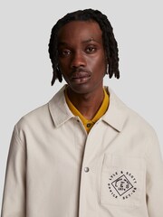 Lyle & Scott Cream 100% Cotton Stamped Work Jacket - Image 4 of 5