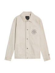 Lyle & Scott Cream 100% Cotton Stamped Work Jacket - Image 5 of 5