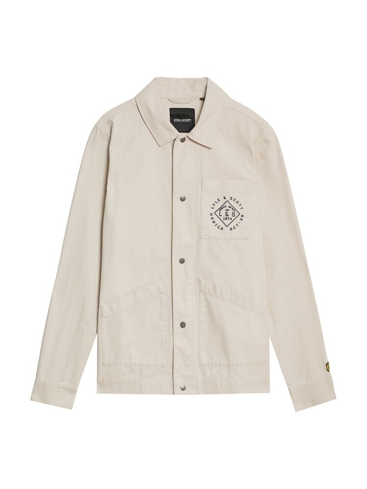 Lyle & Scott Cream 100% Cotton Stamped Work Jacket - Image 5 of 5