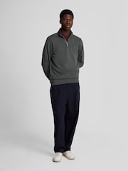 Gri - Hanorac Lyle & Scott Tonal Eagle Quarter Zip 100% bumbac - Image 2 of 5