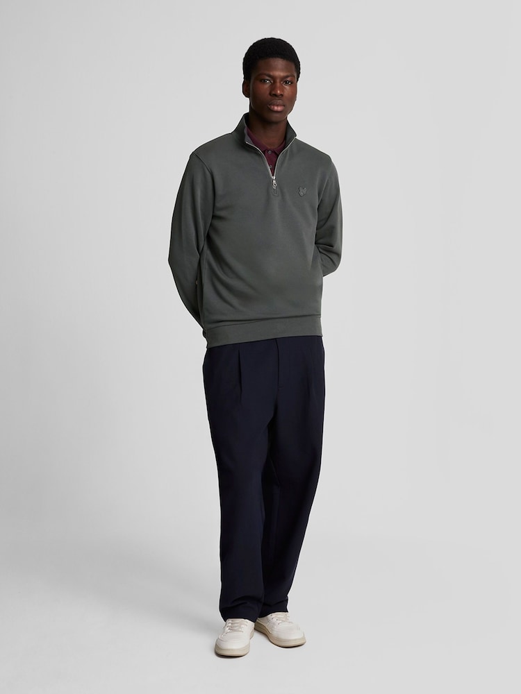 Gri - Hanorac Lyle & Scott Tonal Eagle Quarter Zip 100% bumbac - Image 2 of 5