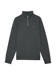 Gri - Hanorac Lyle & Scott Tonal Eagle Quarter Zip 100% bumbac - Image 5 of 5
