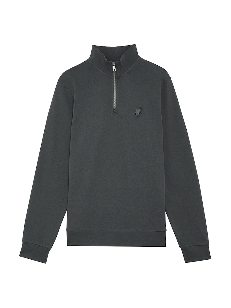 Gri - Hanorac Lyle & Scott Tonal Eagle Quarter Zip 100% bumbac - Image 5 of 5