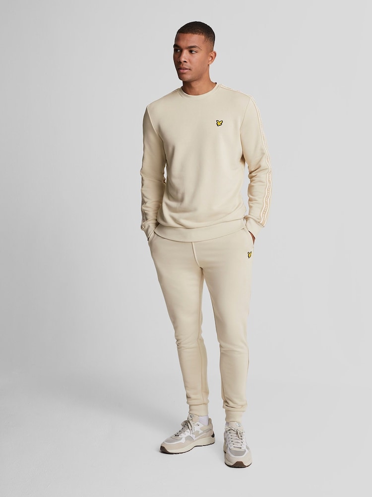Lyle & Scott Cream Cream Tape Crew Neck Sweatshirt - Image 2 of 5