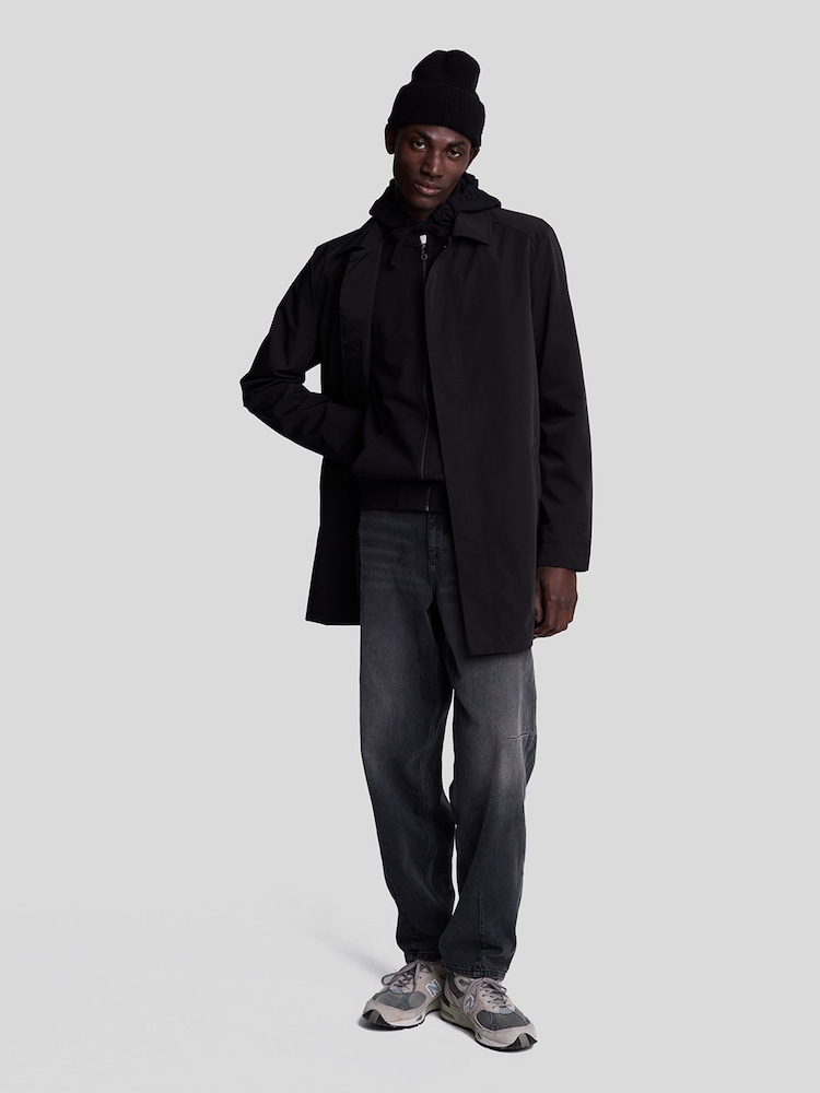 Lyle & Scott Black Tonal Eagle Mid-Length Car Coat - Image 2 of 4