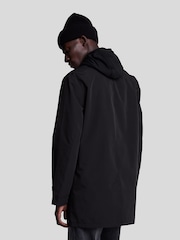 Lyle & Scott Black Tonal Eagle Mid-Length Car Coat - Image 3 of 4