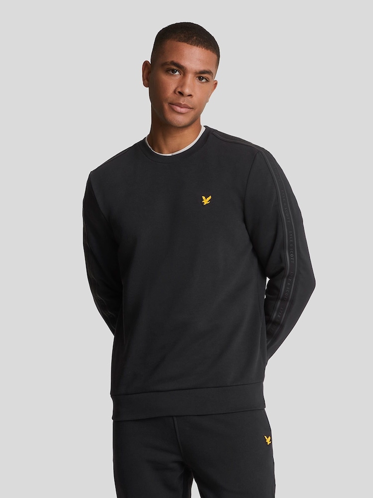 Lyle & Scott Black Black Tape Crew Neck Sweatshirt - Image 1 of 5