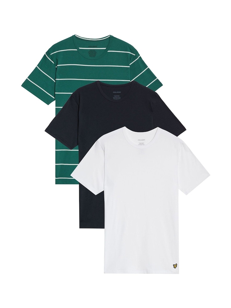 Lyle & Scott Green Striped T-Shirt 3 Pack - Image 1 of 5