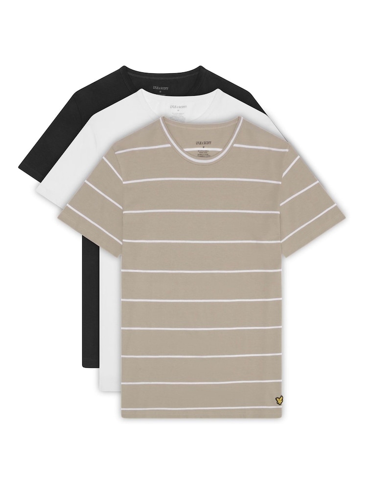 Lyle & Scott Cream Striped T-Shirt 3 Pack - Image 1 of 1