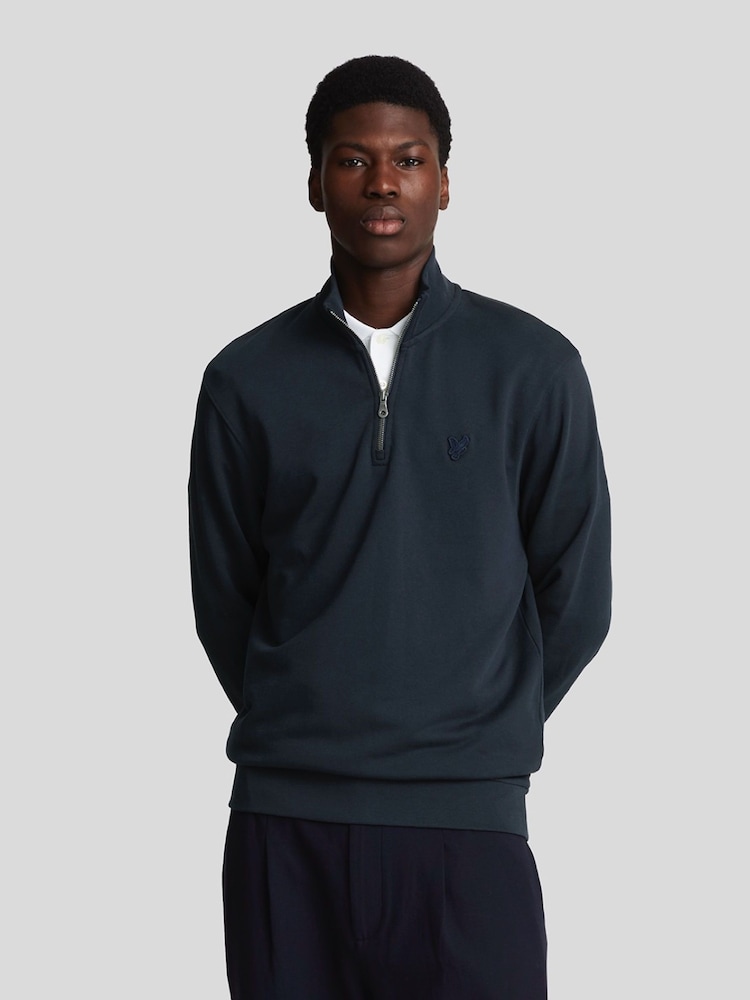 Albastru - Hanorac Lyle & Scott Tonal Eagle Quarter Zip 100% bumbac - Image 1 of 5