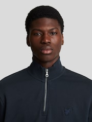 Albastru - Hanorac Lyle & Scott Tonal Eagle Quarter Zip 100% bumbac - Image 4 of 5