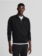 Lyle & Scott Black Tonal Eagle Quarter Zip 100% Cotton Sweatshirt - Image 1 of 5