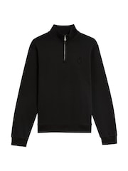 Lyle & Scott Black Tonal Eagle Quarter Zip 100% Cotton Sweatshirt - Image 5 of 5
