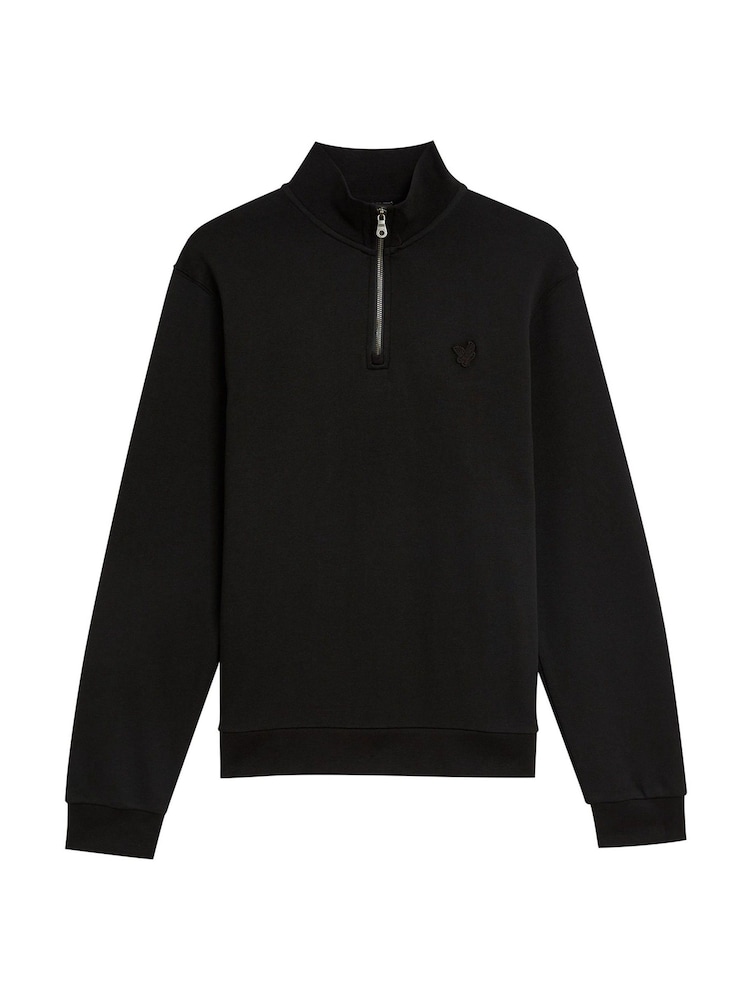 Lyle & Scott Black Tonal Eagle Quarter Zip 100% Cotton Sweatshirt - Image 5 of 5