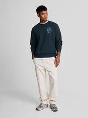 Lyle & Scott Blue Thistle Flora Printed Crew Neck 100% Cotton Sweatshirt - Image 4 of 5