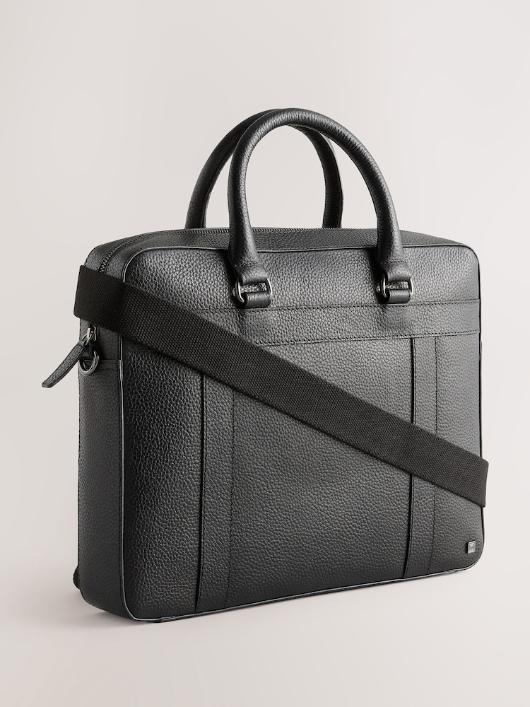 Black Genuine Leather Briefcase - Image 1 of 6 Black Genuine Leather Briefcase - Image 1 of 6
