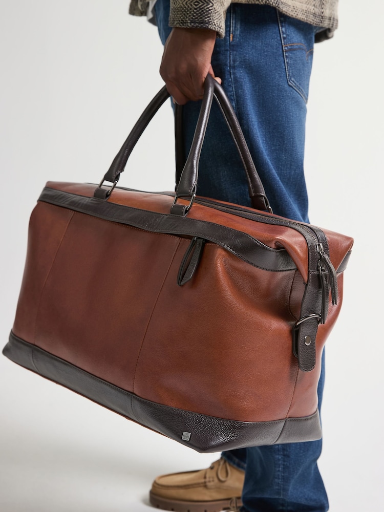 Marron fauve - Fourre-tout en cuir contrastant - Image 2 of 7