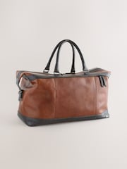 Marron fauve - Fourre-tout en cuir contrastant - Image 3 of 7