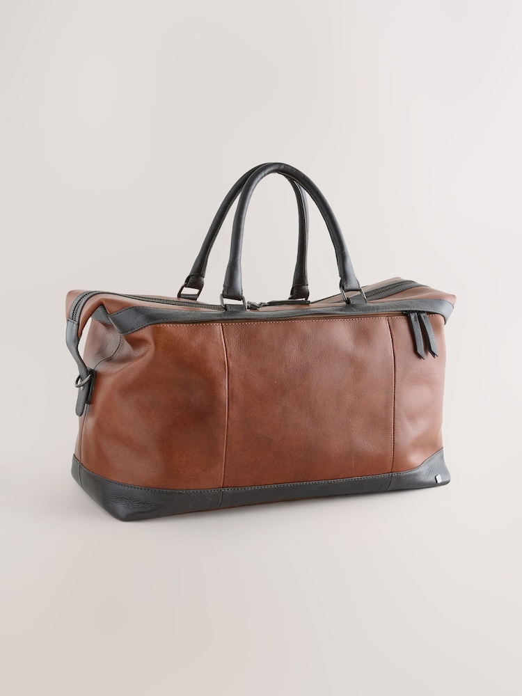 Marron fauve - Fourre-tout en cuir contrastant - Image 3 of 7