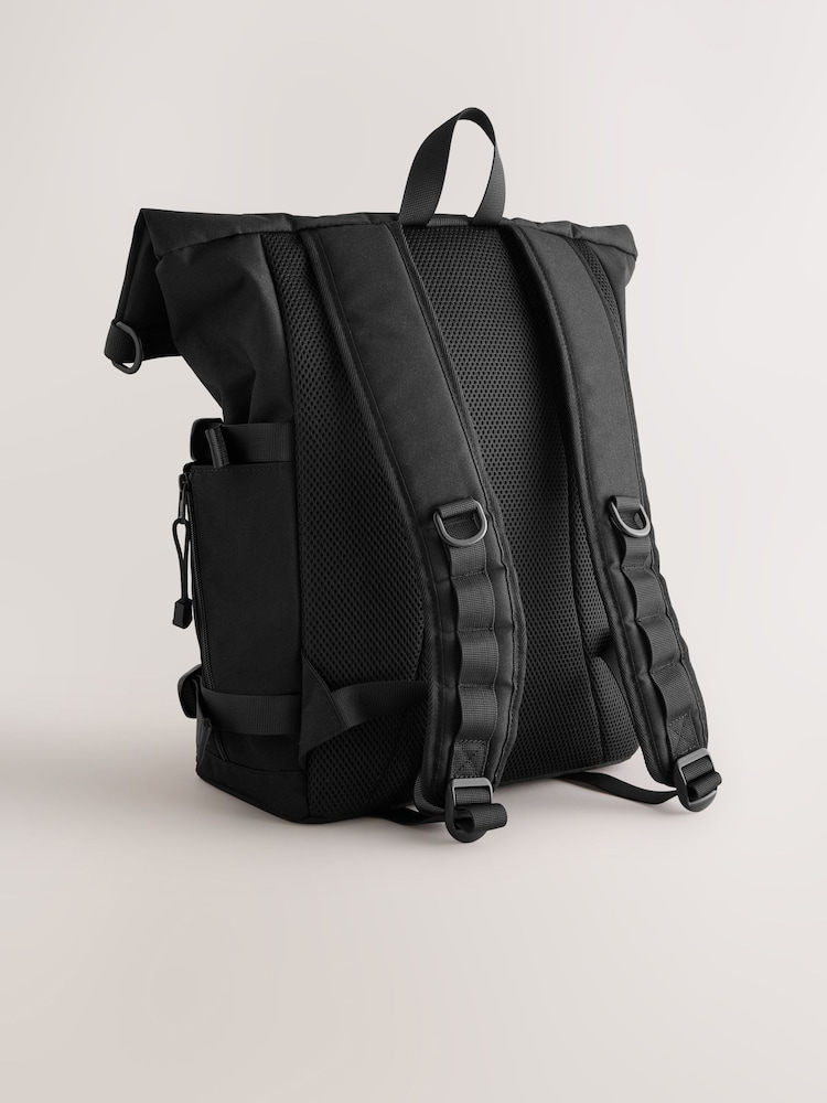 Noir - Sac à dos à roulettes en toile - Image 3 of 6