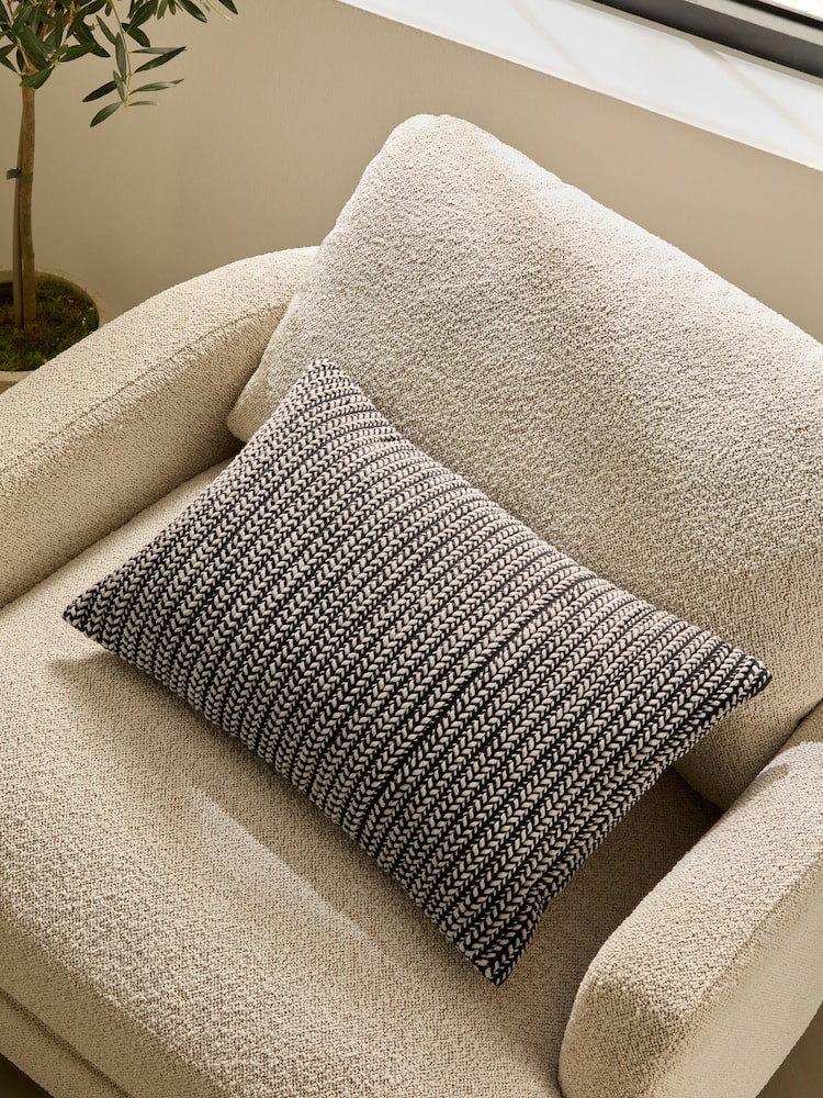 Monochrome 40 x 59cm Two Tone Plait Textured Cushion - Image 1 of 4