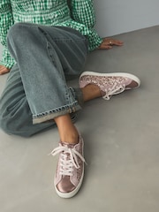 Pink Forever Comfort® Glitter Detail Round Toe Lace-Up Trainers - Image 1 of 6