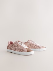 Pink Forever Comfort® Glitter Detail Round Toe Lace-Up Trainers - Image 2 of 6