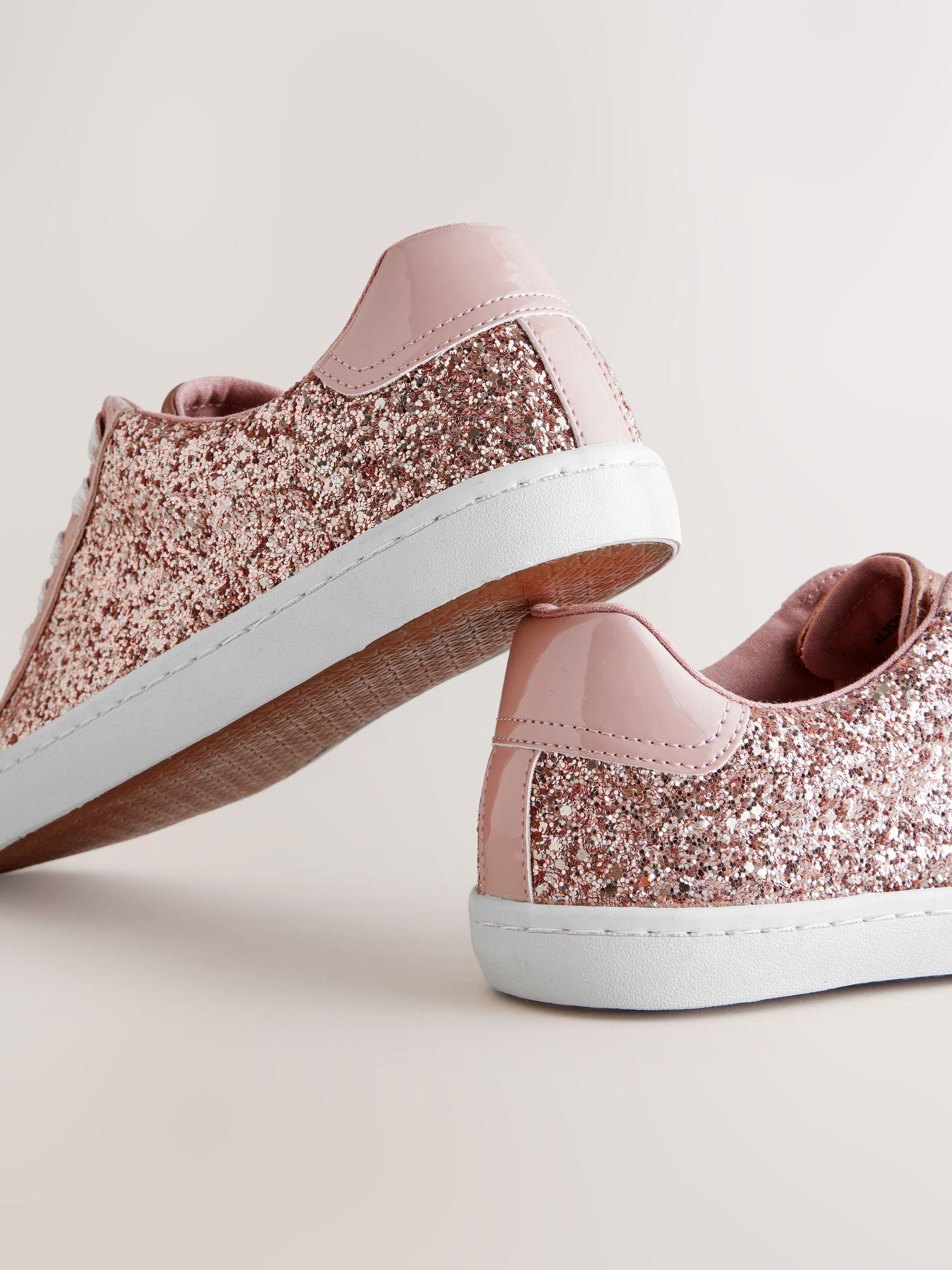 Buy Pink Forever Comfort Glitter Detail Round Toe Lace Up Trainers from the Next UK online shop