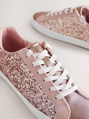 Pink Forever Comfort® Glitter Detail Round Toe Lace-Up Trainers - Image 6 of 6