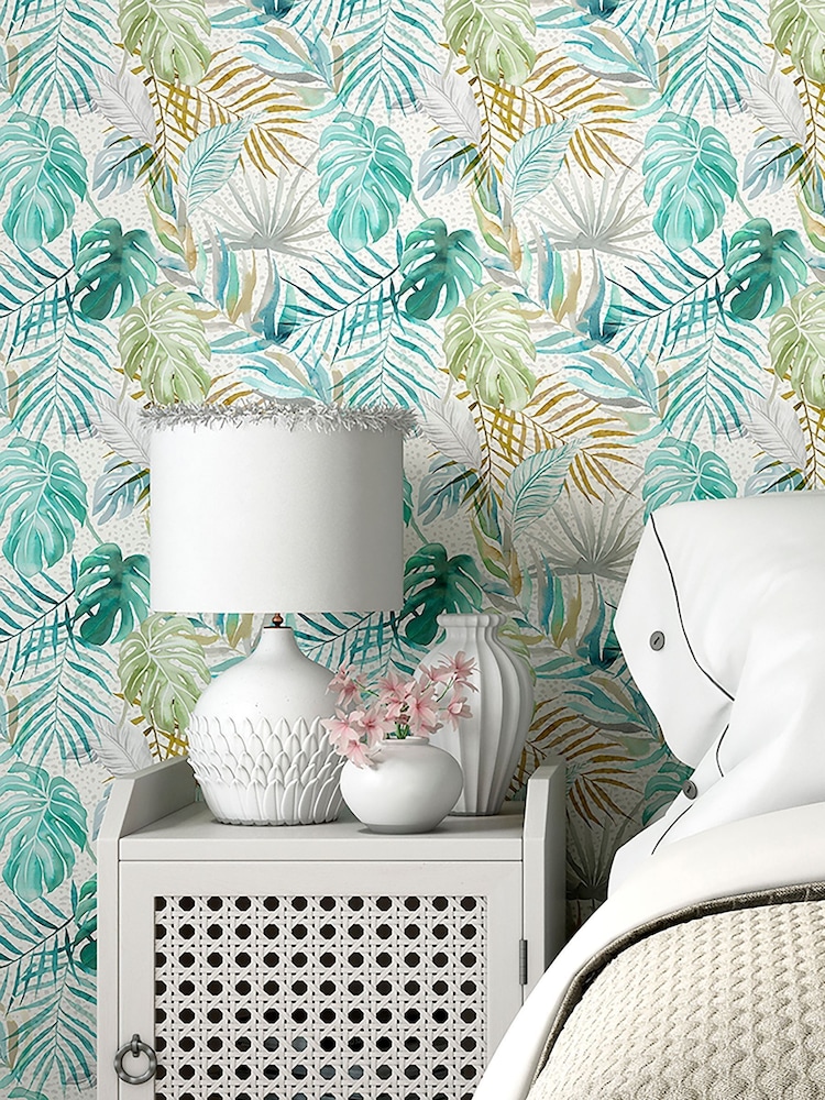 Ohpopsi Turquoise Tropica 10M Wallpaper - Image 1 of 3