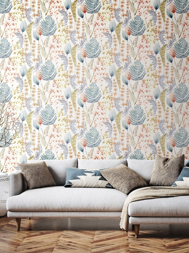 Ohpopsi Denim Summer Ferns 10M Wallpaper - Image 1 of 2