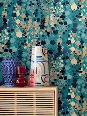 Ohpopsi Teal Natural Blossom 10M Wallpaper - Image 1 of 4