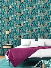 Ohpopsi Teal Natural Blossom 10M Wallpaper - Image 2 of 4