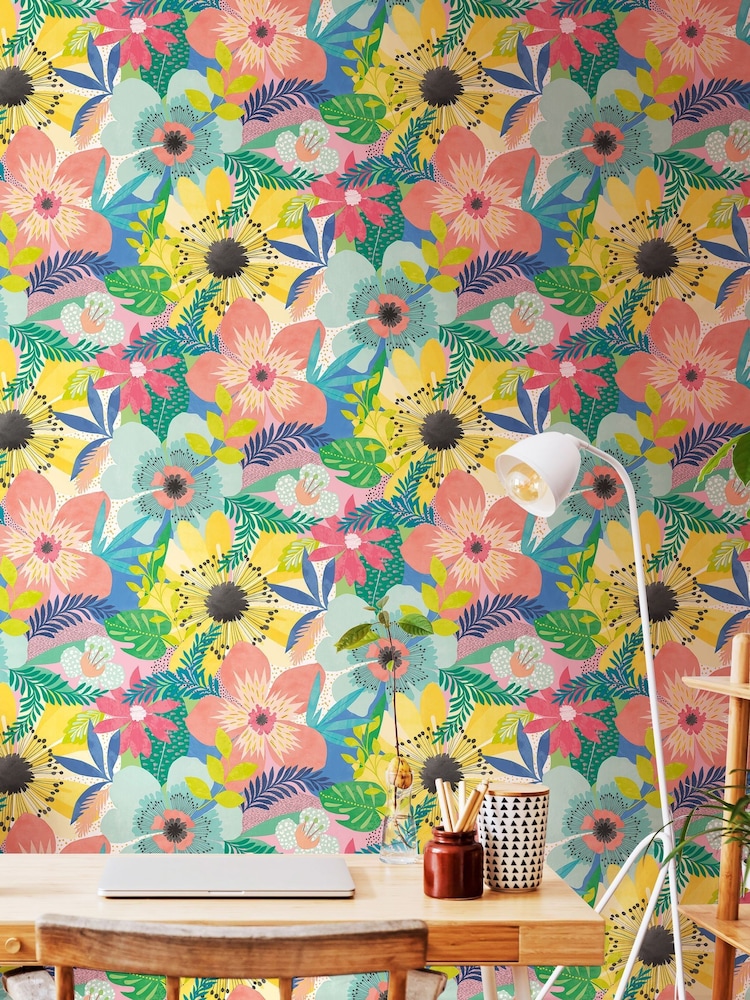 Ohpopsi Citrus Floral Riot 10M Wallpaper - Image 1 of 3 Ohpopsi Citrus Floral Riot 10M Wallpaper - Image 1 of 3