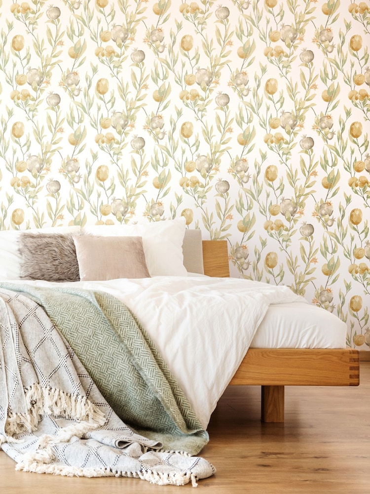 Ohpopsi Linen Mix Pomegranate Trail 10M Wallpaper - Image 2 of 3