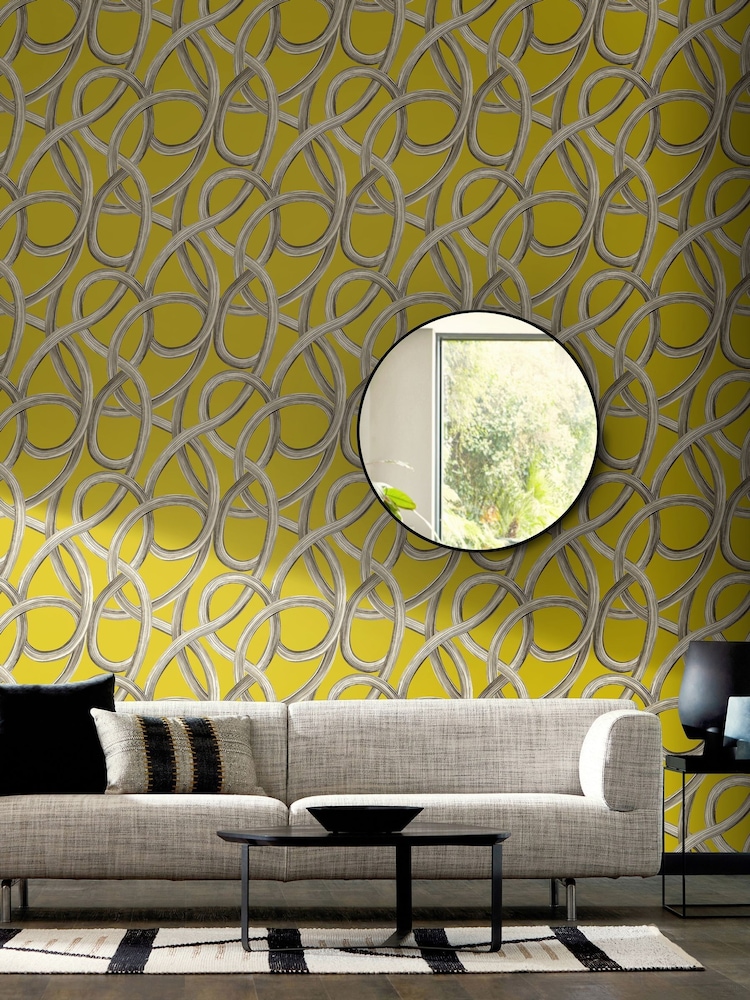 Ohpopsi Chartreuse Twisted Geo 10M Wallpaper - Image 1 of 3