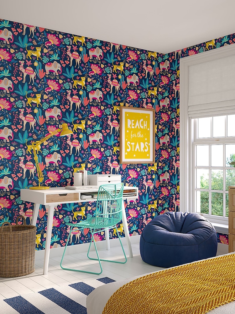 Ohpopsi Ink and Cerise Samba Safari 10M Wallpaper - Image 1 of 2