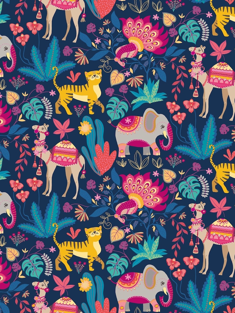 Ohpopsi Ink and Cerise Samba Safari 10M Wallpaper - Image 2 of 2