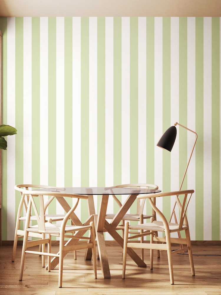 Ohpopsi Fennel Bloc Stripe 10M Wallpaper - Image 1 of 3