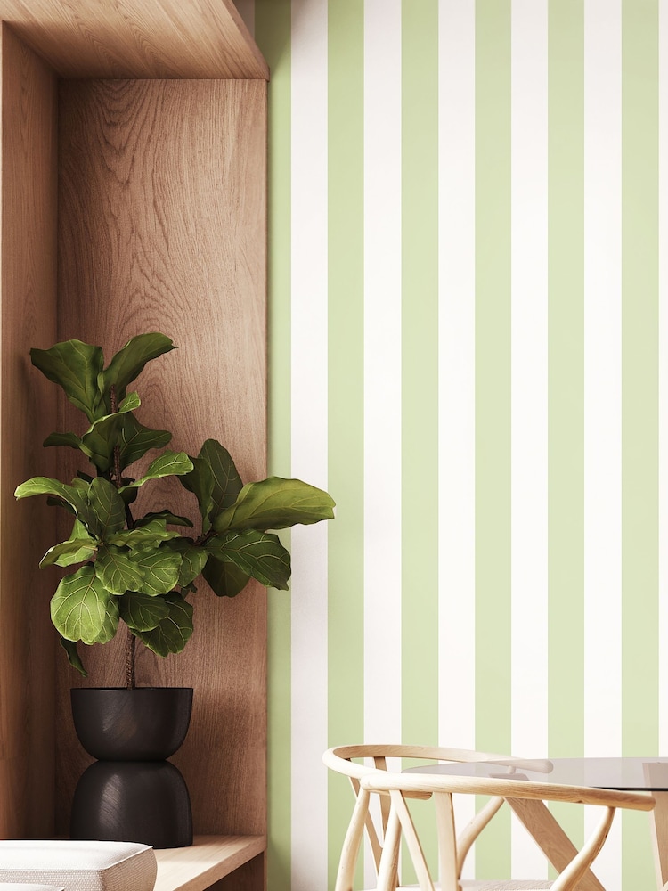 Ohpopsi Fennel Bloc Stripe 10M Wallpaper - Image 2 of 3