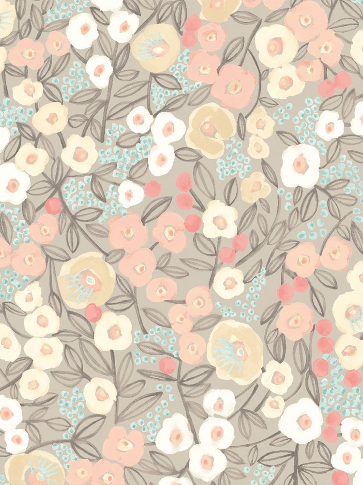 Ohpopsi Peach and Dove Flora Ditsy 10M Wallpaper - Image 1 of 2