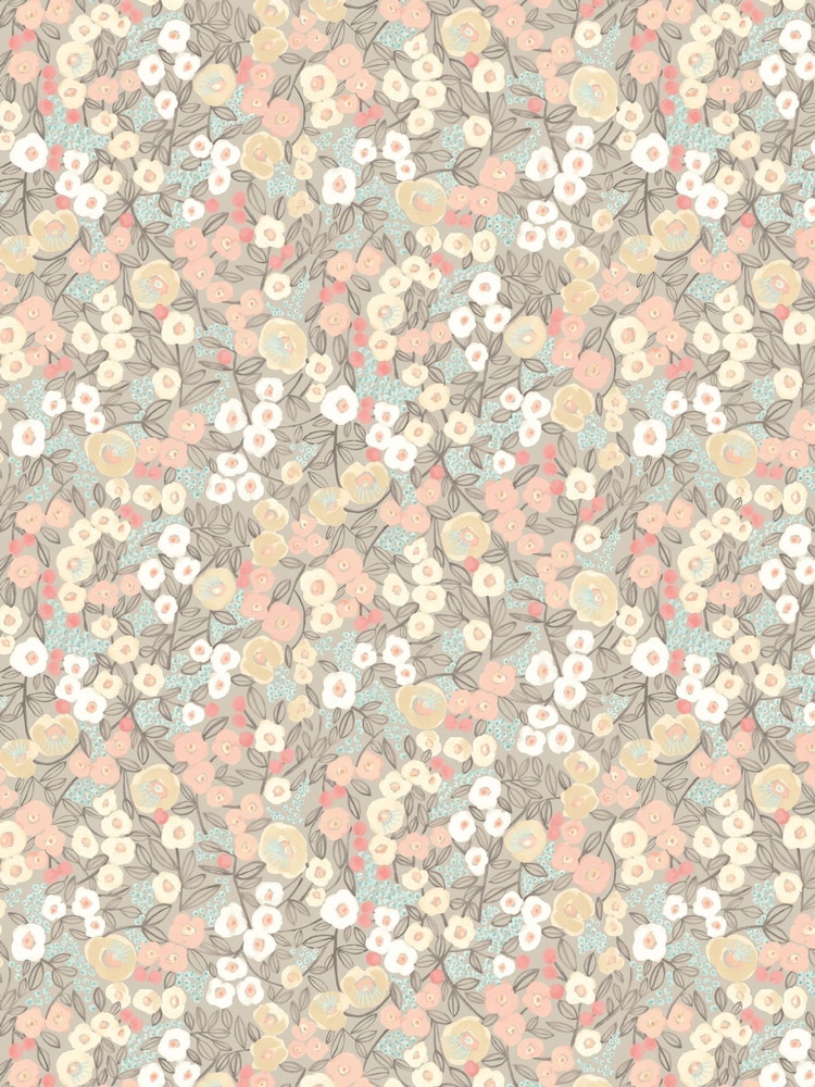Ohpopsi Peach and Dove Flora Ditsy 10M Wallpaper - Image 2 of 2