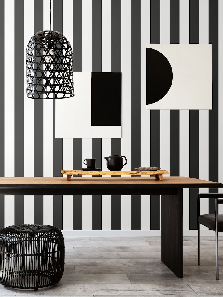 Ohpopsi Midnight Bloc Stripe 10M Wallpaper - Image 3 of 3 Ohpopsi Midnight Bloc Stripe 10M Wallpaper - Image 3 of 3