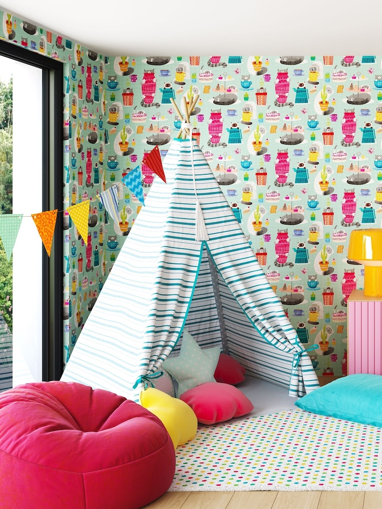 Ohpopsi Spearmint Kitten Kaboodle 10M Wallpaper - Image 3 of 3