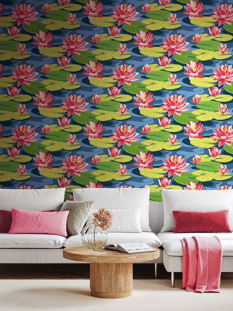 Ohpopsi Midnight Rouge Waterlily 10M Wallpaper - Image 1 of 2